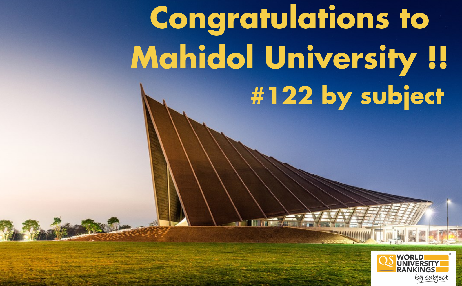 Congratulations to Mahidol University !!!