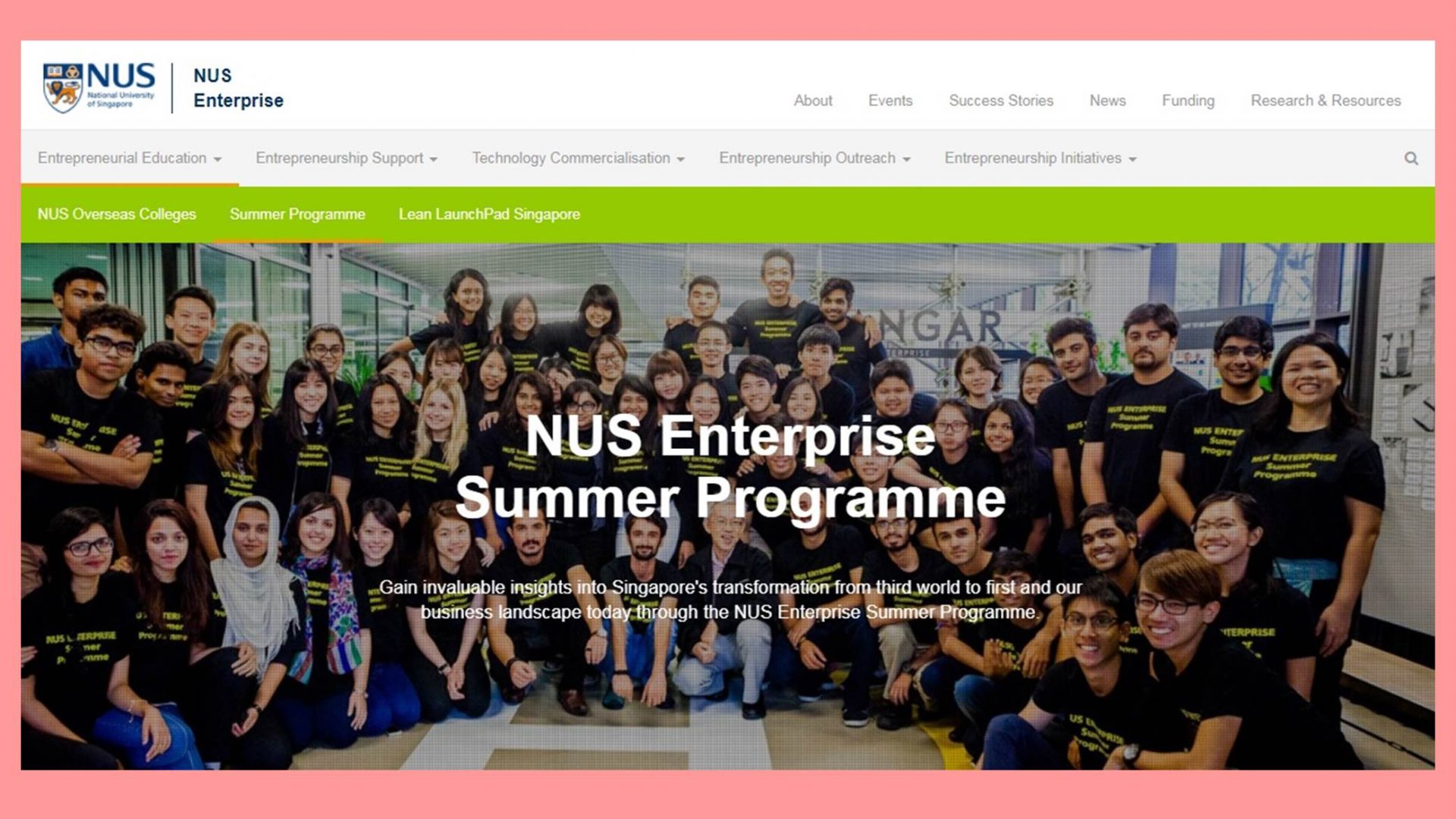 NUS Entrepreneurship Summer Program 2018