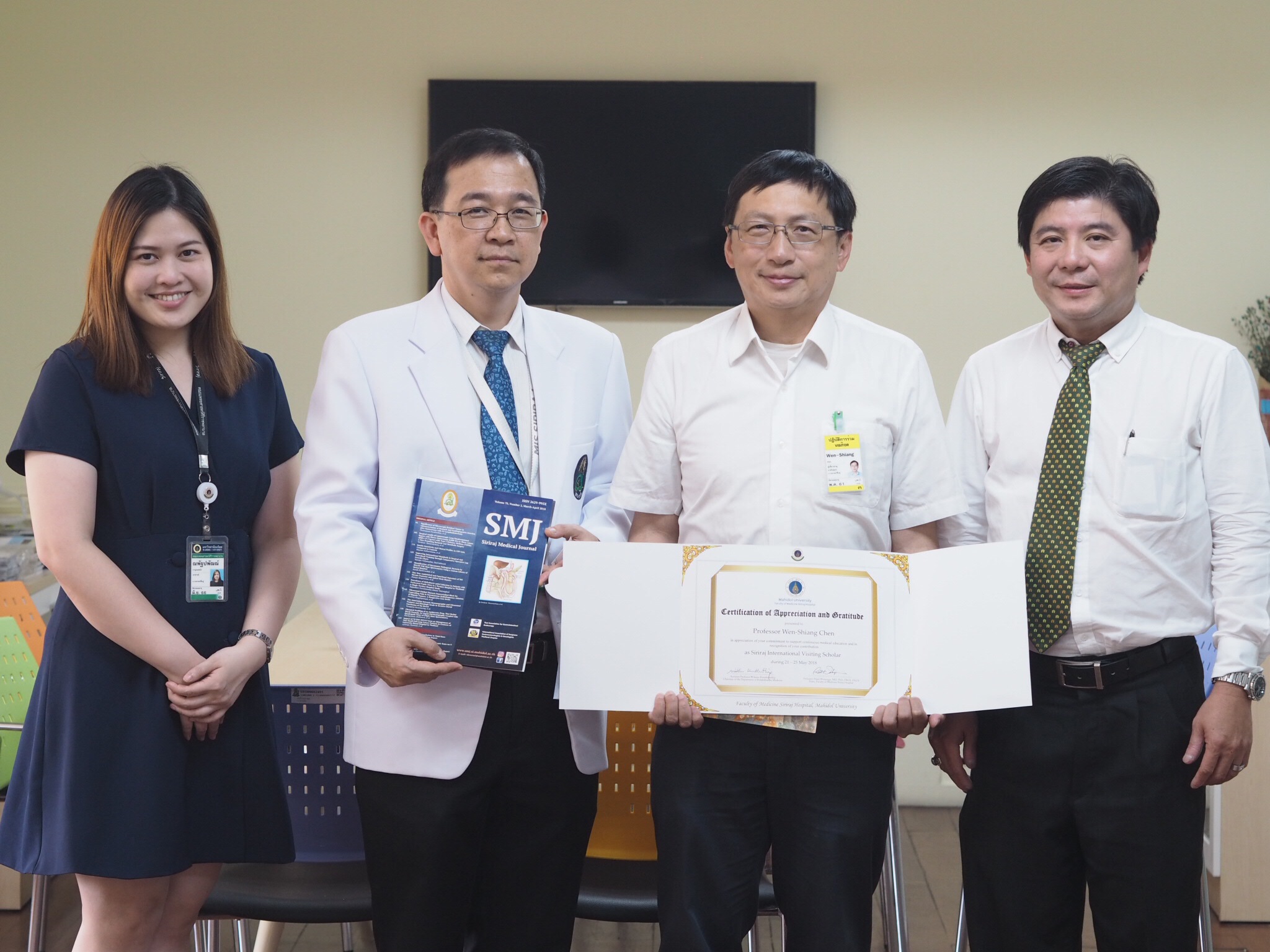 Prof. Wen Shiang Chen frm NTU Taiwan Served as Siriraj Visiting Scholar !