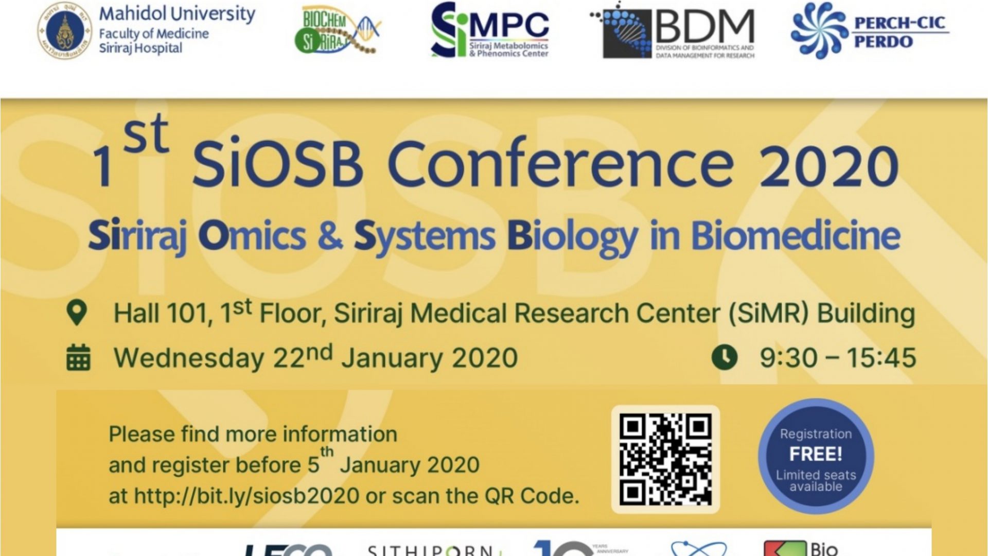 The 1st SiOSB: Siriraj Omics & Systems Biology in Biomedicine 2020
