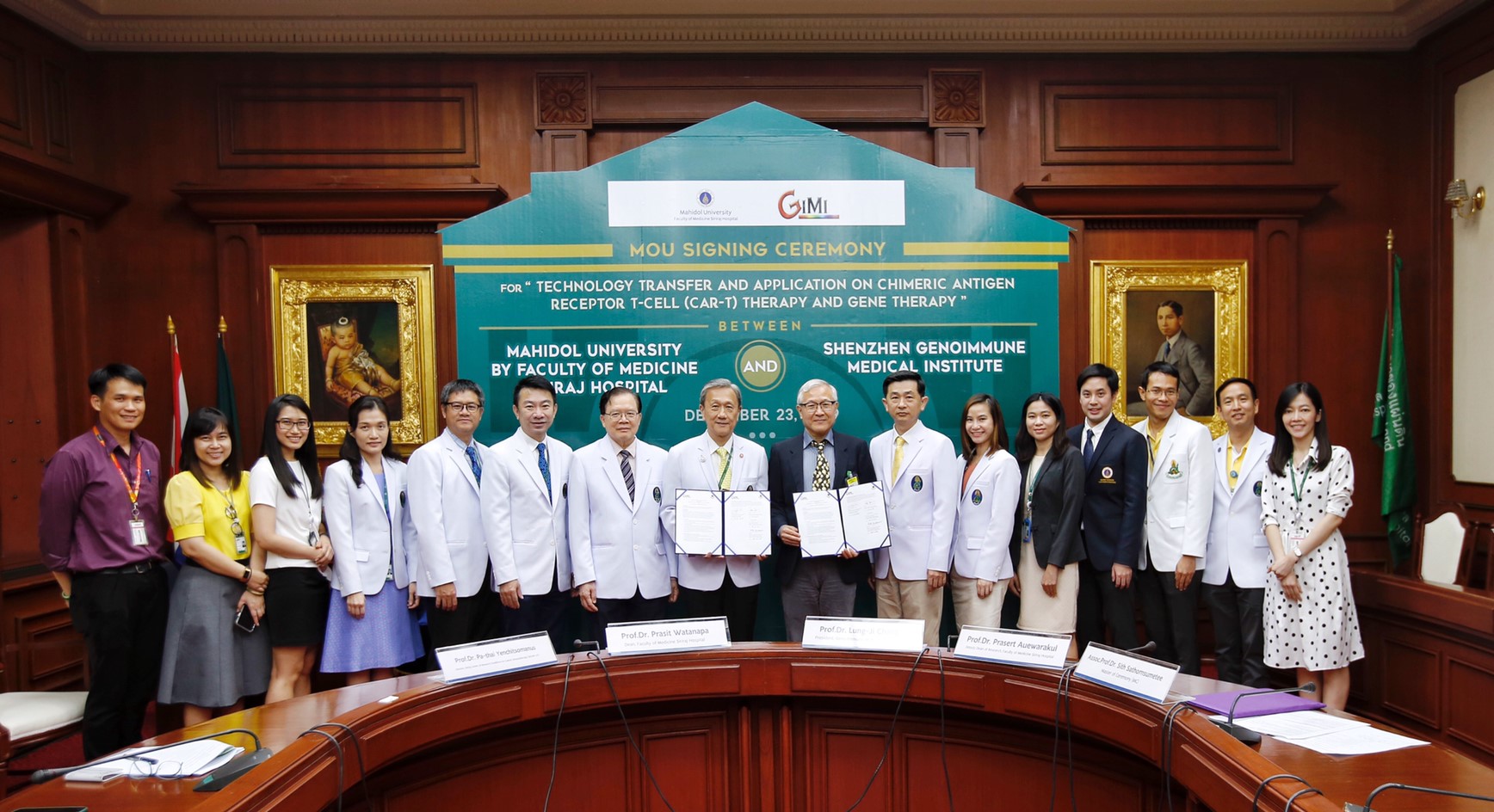 MOU Signing Ceremony Between Shenzhen Genoimmune Medical Institute and Siriraj