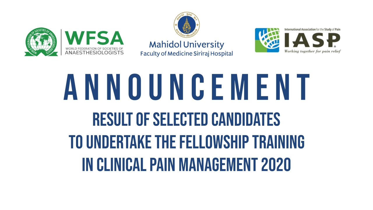 SELECTED CANDIDATES FOR CLINICAL PAIN MANAGEMENT 2020