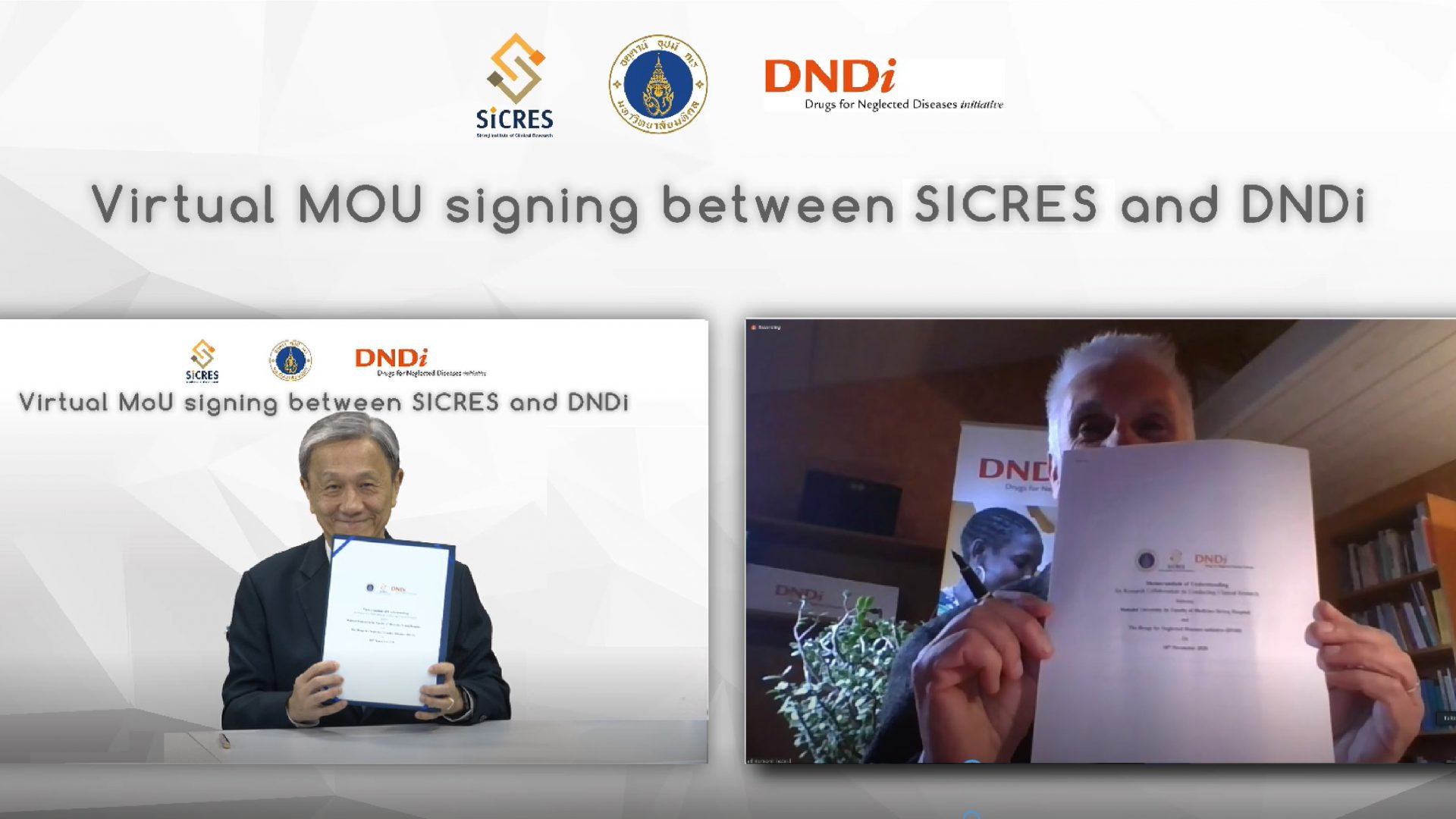 Virtual MoU Signing Between SiCRES and DNDi