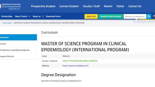 Siriraj Launch Master Degree in Clinical Epidemiology