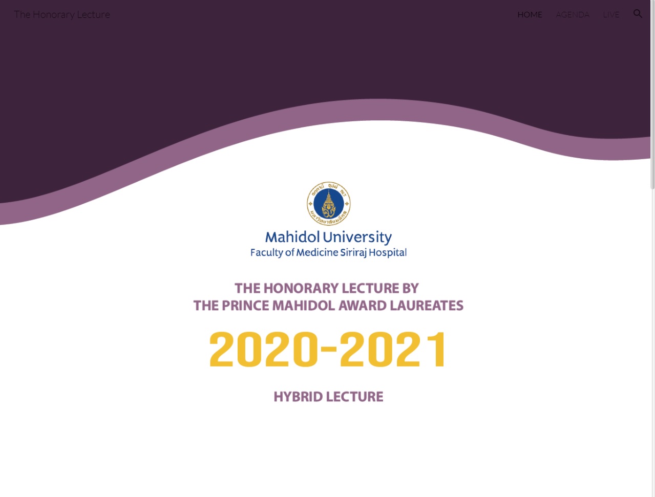 Prince Mahidol Award Laureates 2020 – 2021 Honorary Lecture