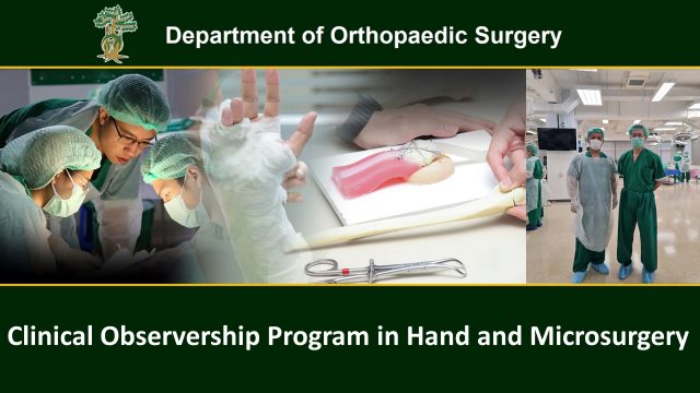 Clinical Observership Program at Siriraj Orthopaedic Surgery