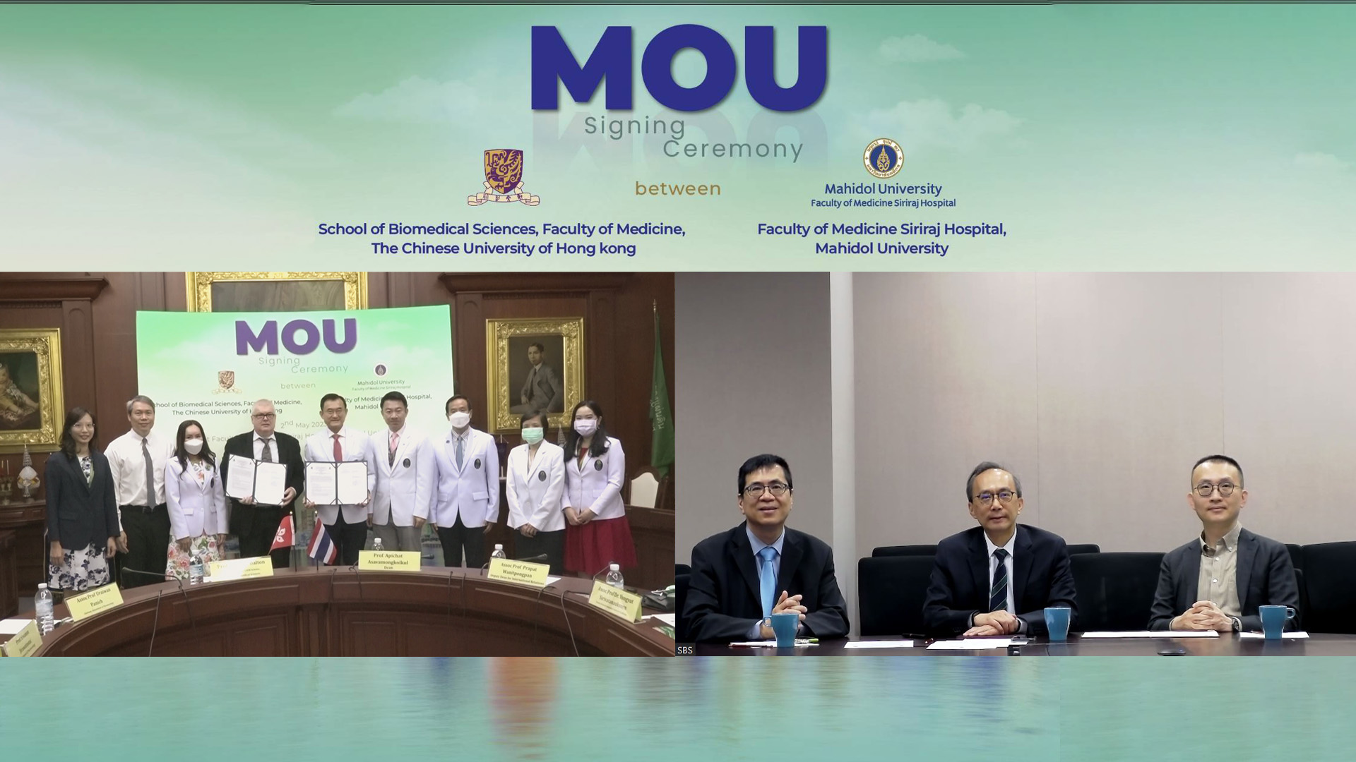 The “Hybrid” MOU Signing Ceremony Between Chinese University of Hong Kong and Siriraj