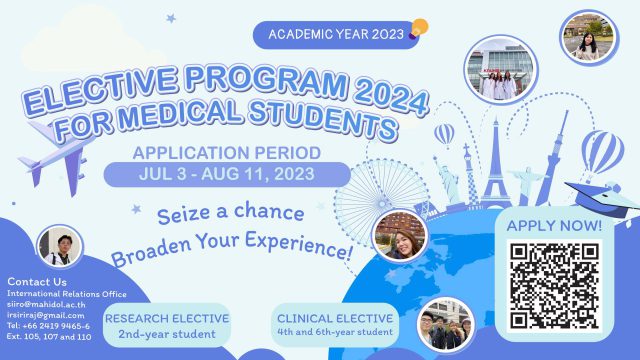 Siriraj Medical Student Exchange Program 2024 (Academic Year 2023) Is Open Now