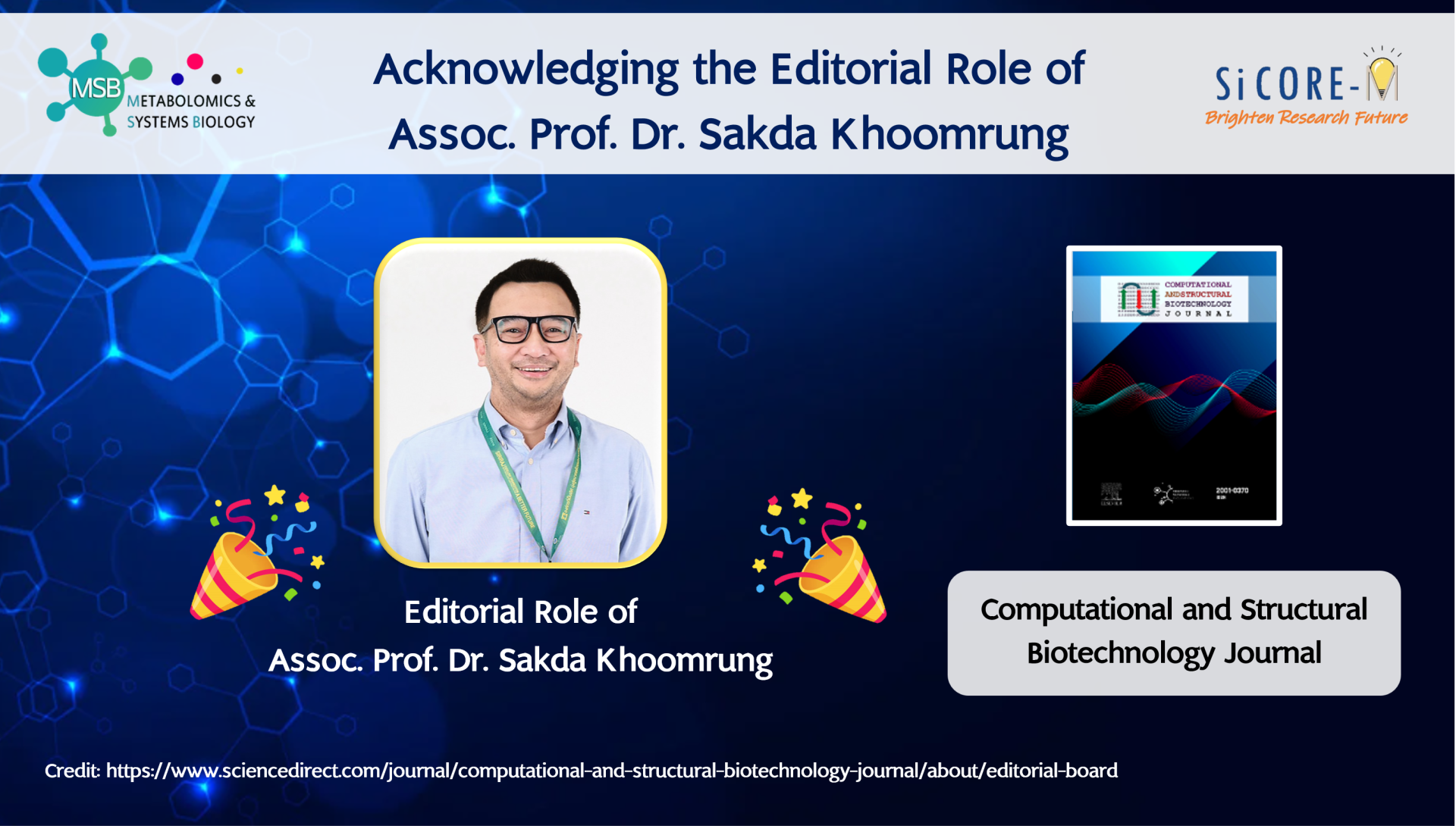 Acknowledging the Editorial Role of Assoc. Prof. Dr. Sakda Khoomrung