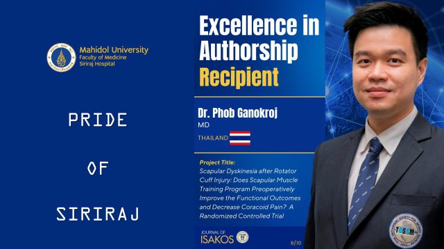 Siriraj Professor Receives JISAKOS Excellence in Authorship Award
